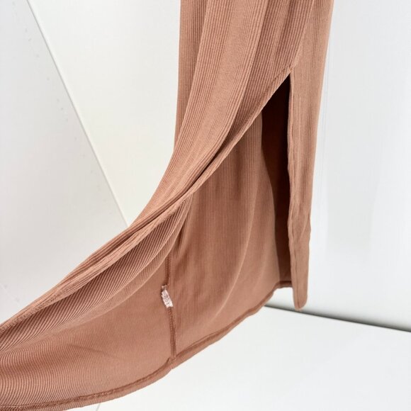 Goodnight Macaroon Dress Womens Small Brown Fitted Ribbed Slit Solid Sleeveless - Picture 5 of 7